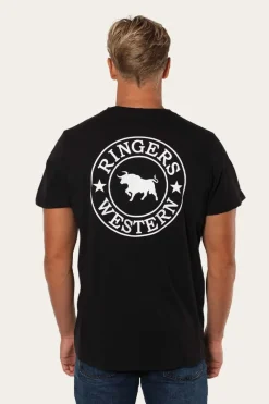 Outlet Ringers Western Signature Bull Mens Classic T-Shirt - Black/White