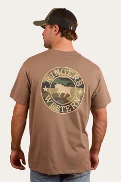 Online Ringers Western Signature Bull Mens Loose Fit T-Shirt - Mushroom/Camo