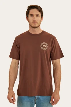 Sale Ringers Western Signature Bull Mens Loose Fit T-Shirt - Chocolate/Dark Sand