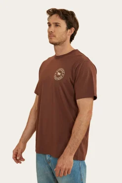 Sale Ringers Western Signature Bull Mens Loose Fit T-Shirt - Chocolate/Dark Sand