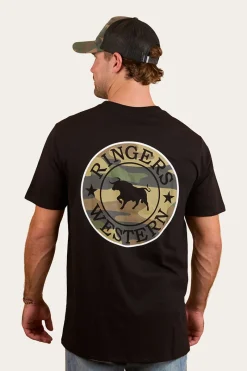 Discount Ringers Western Signature Bull Mens Loose Fit T-Shirt - Black/Camo