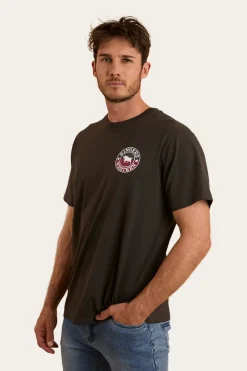 Best Ringers Western Signature Bull Mens Loose T-Shirt - Charcoal / Split