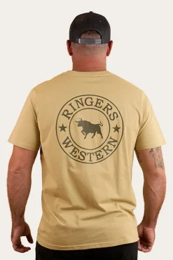 Ringers Western Signature Bull Mens Loose T-Shirt - Pale Olive / Military Green