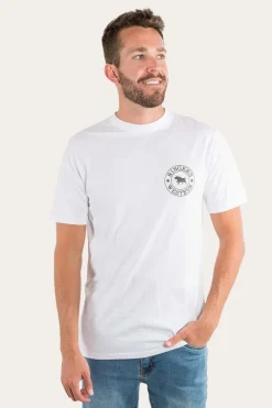 Discount Ringers Western Signature Bull Mens Loose Fit T-Shirt - White/Black