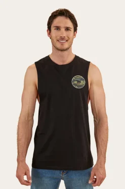 Discount Ringers Western Signature Bull Mens Muscle Tank - Black/Camo