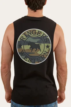 Discount Ringers Western Signature Bull Mens Muscle Tank - Black/Camo