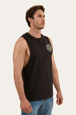 Discount Ringers Western Signature Bull Mens Muscle Tank - Black/Camo