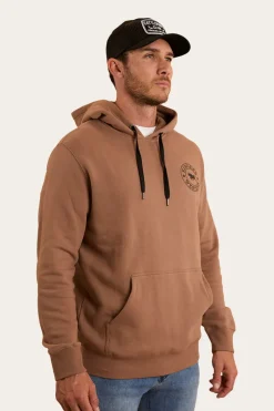 Online Ringers Western Signature Bull Mens Pullover Hoodie - Almond / Black