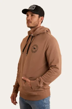 Online Ringers Western Signature Bull Mens Pullover Hoodie - Almond / Black