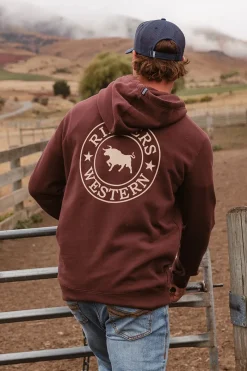 Outlet Ringers Western Signature Bull Mens Pullover Hoodie - Chocolate / Dark Sand