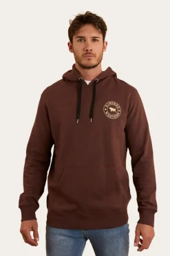 Outlet Ringers Western Signature Bull Mens Pullover Hoodie - Chocolate / Dark Sand