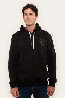 Clearance Ringers Western Signature Bull Mens Pullover Hoodie - Black/Military Green