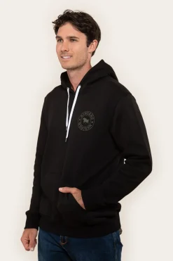 Clearance Ringers Western Signature Bull Mens Pullover Hoodie - Black/Military Green