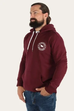 Online Ringers Western Signature Bull Mens Pullover Hoodie - Cabernet/White
