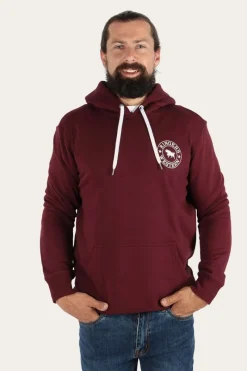 Online Ringers Western Signature Bull Mens Pullover Hoodie - Cabernet/White