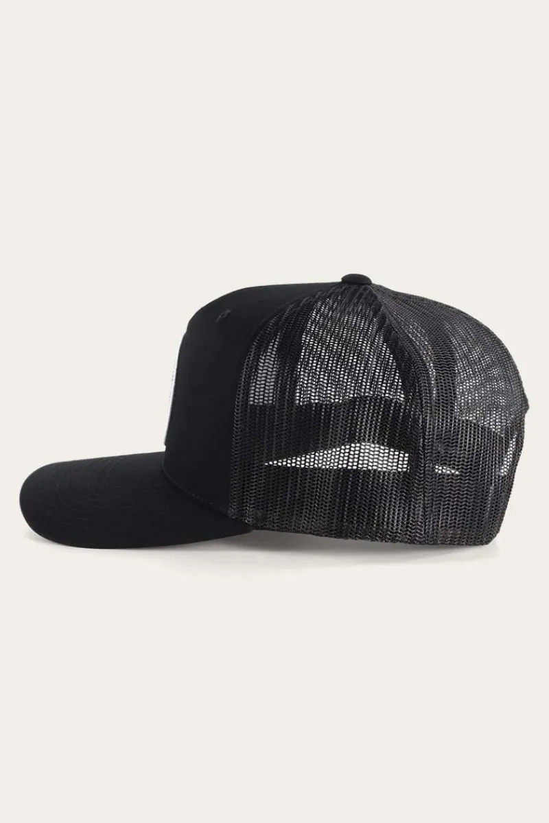 Discount Ringers Western Signature Bull Trucker Black with Black & White Patch