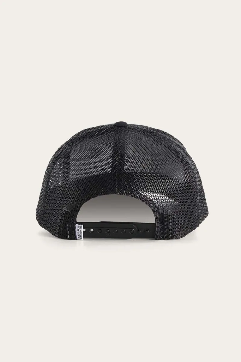 Discount Ringers Western Signature Bull Trucker Black with Black & White Patch
