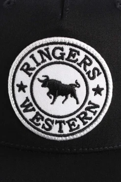 Discount Ringers Western Signature Bull Trucker Black with Black & White Patch