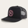 Online Ringers Western Signature Bull Trucker Black with Black & Pink Patch