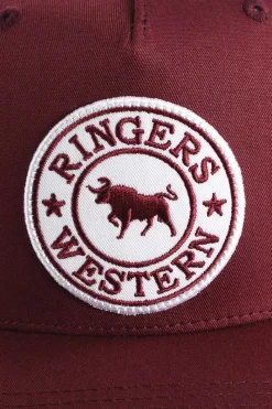 Discount Ringers Western Signature Bull Trucker Burgundy with Burgundy & White Patch
