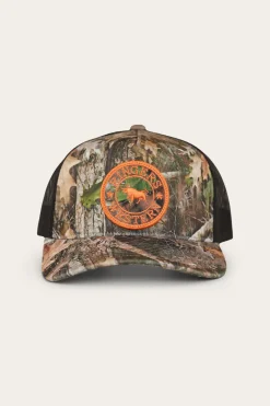 Hot Ringers Western Signature Bull Trucker Cap - Leaf Camo/Orange