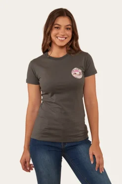 Online Ringers Western Signature Bull Womens Classic Fit T-Shirt - Vintage Black/Pink Camo