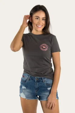 Ringers Western Signature Bull Womens Classic Fit T-Shirt - Vintage Black/Strawberry