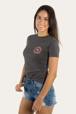 Ringers Western Signature Bull Womens Classic Fit T-Shirt - Vintage Black/Strawberry