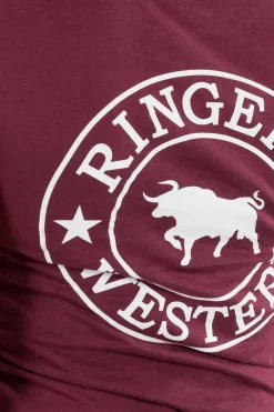 Best Ringers Western Signature Bull Womens Classic Fit T-Shirt - Burgundy/White