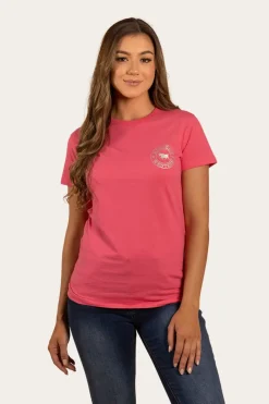 Discount Ringers Western Signature Bull Womens Classic Fit T-Shirt - Melon/Silver