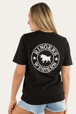 Online Ringers Western Signature Bull Womens Loose Fit T-Shirt - Black/White