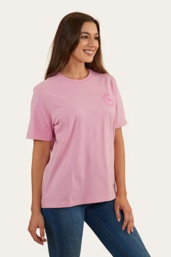 Clearance Ringers Western Signature Bull Womens Loose Fit T-Shirt - Pastel Pink/Candy