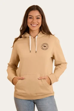 Best Ringers Western Signature Bull Womens Pullover Hoodie - Dark Sand / Chocolate