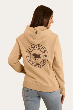 Best Ringers Western Signature Bull Womens Pullover Hoodie - Dark Sand / Chocolate