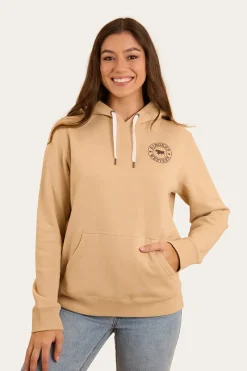 Best Ringers Western Signature Bull Womens Pullover Hoodie - Dark Sand / Chocolate
