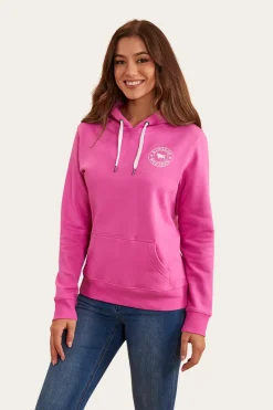 Ringers Western Signature Bull Womens Pullover Hoodie - Candy/White
