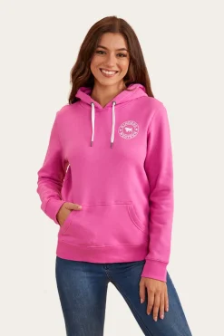 Ringers Western Signature Bull Womens Pullover Hoodie - Candy/White