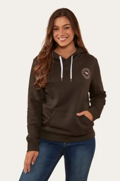 Best Ringers Western Signature Bull Womens Pullover Hoodie - Charcoal/Rosey