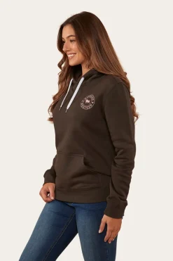 Best Ringers Western Signature Bull Womens Pullover Hoodie - Charcoal/Rosey