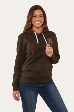 Best Ringers Western Signature Bull Womens Pullover Hoodie - Charcoal/Rosey