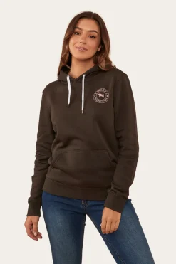 Best Ringers Western Signature Bull Womens Pullover Hoodie - Charcoal/Rosey