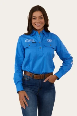 Ringers Western Signature Jillaroo Womens Half Button Work Shirt - Blue