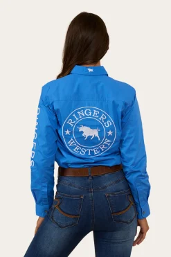 Ringers Western Signature Jillaroo Womens Half Button Work Shirt - Blue