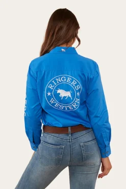 New Ringers Western Signature Jillaroo Womens Full Button Work Shirt - Blue/White