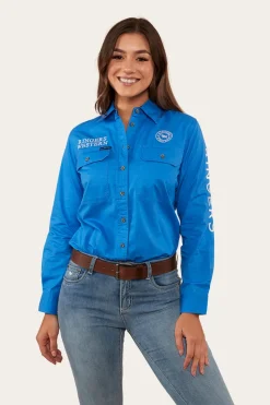 New Ringers Western Signature Jillaroo Womens Full Button Work Shirt - Blue/White