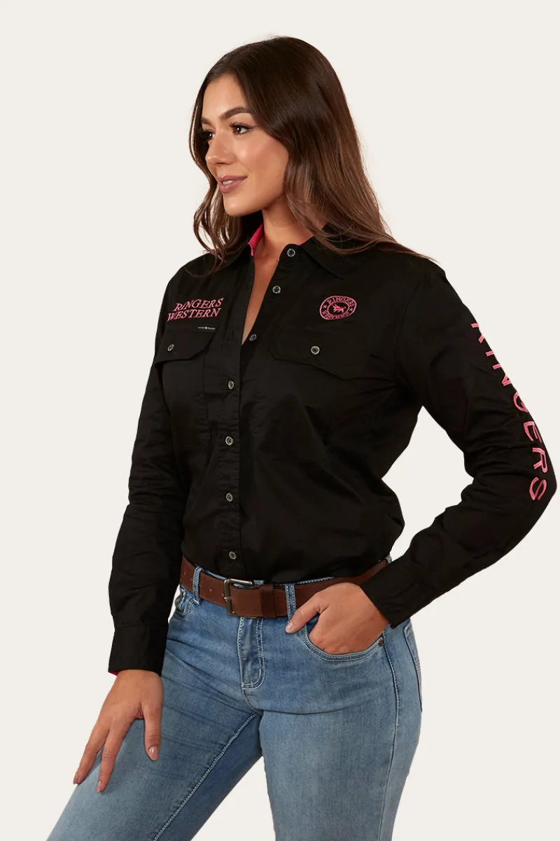 Sale Ringers Western Signature Jillaroo Womens Full Button Work Shirt - Black/Melon