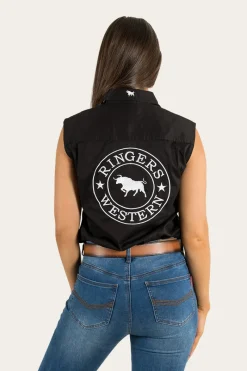 Clearance Ringers Western Signature Jillaroo Womens Sleeveless Work Shirt - Black/White