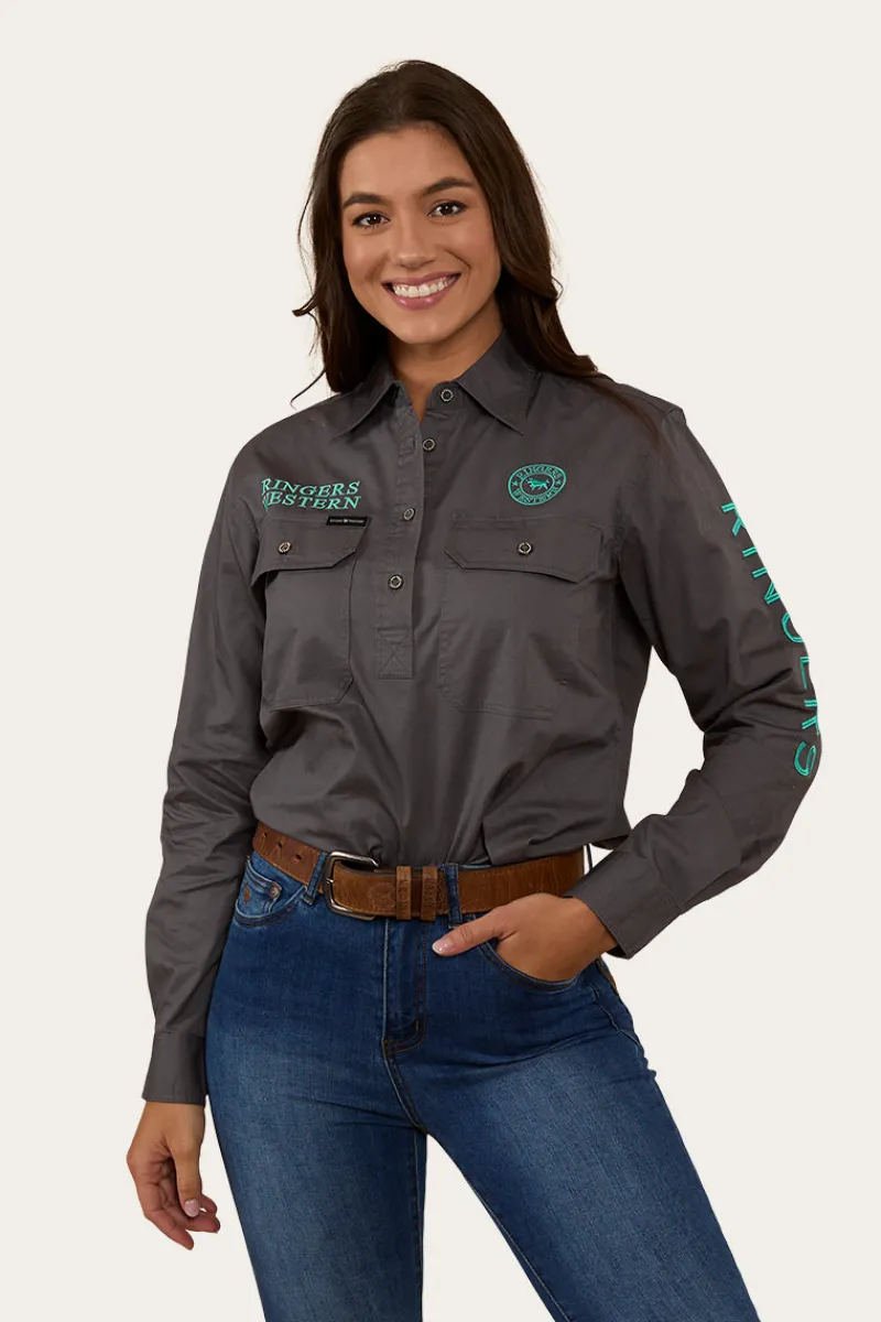 Discount Ringers Western Signature Jillaroo Womens Half Button Work Shirt - Magnum/Mint
