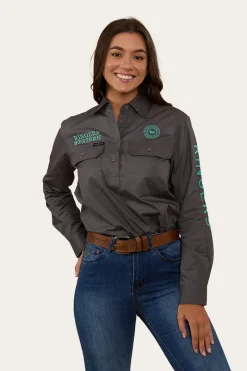 Discount Ringers Western Signature Jillaroo Womens Half Button Work Shirt - Magnum/Mint