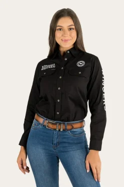 Outlet Ringers Western Signature Jillaroo Womens Full Button Work Shirt - Black/White